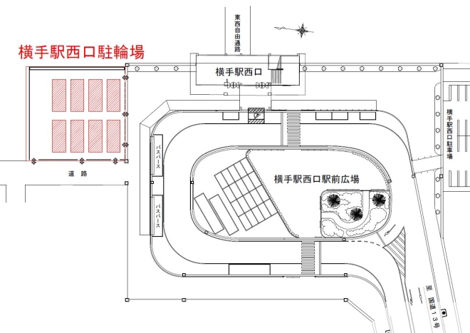 イラスト：横手駅西口駐輪場位置図