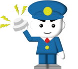 イラスト：住宅用火災警報器を持った全国消防イメージキャラクター消太