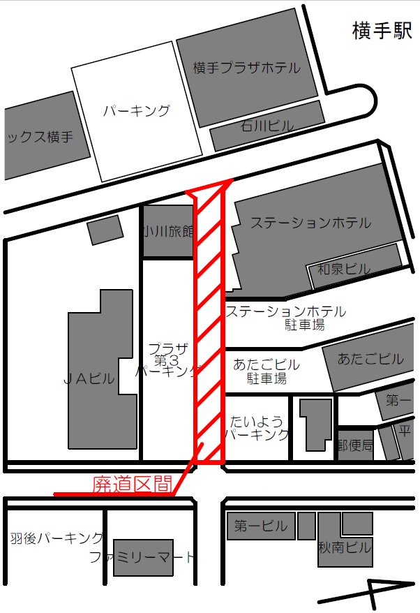 地図：横手駅前工事個所