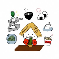 イラスト　昆布料理を食べるよこてん