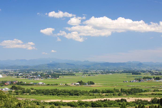 横手の水田風景の画像