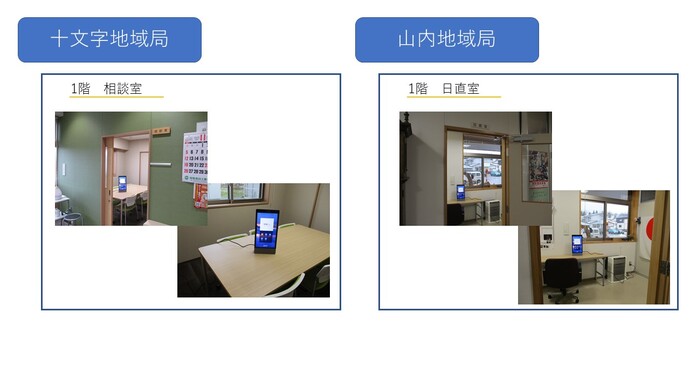 十文字地域局と山内地域局の端末設置場所の画像