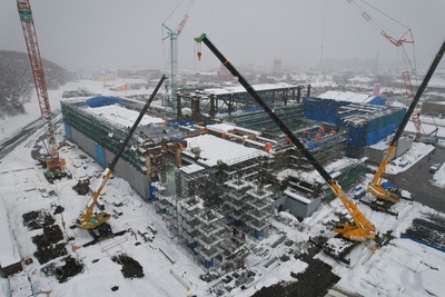 横手体育館建設状況