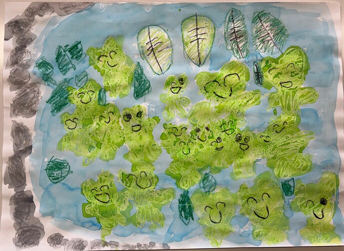 絵：にっこりかえるのきょうだい　み～んななかよしさ！