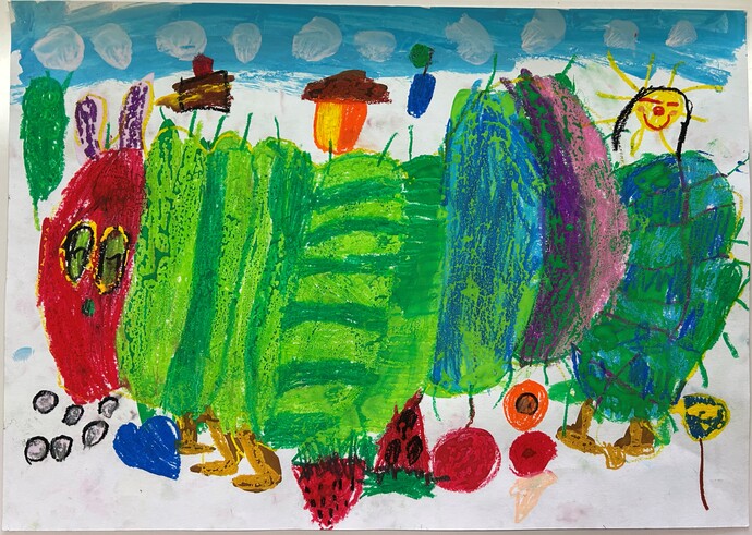 絵：いっぱい食べて　ふとっちょになっちゃった